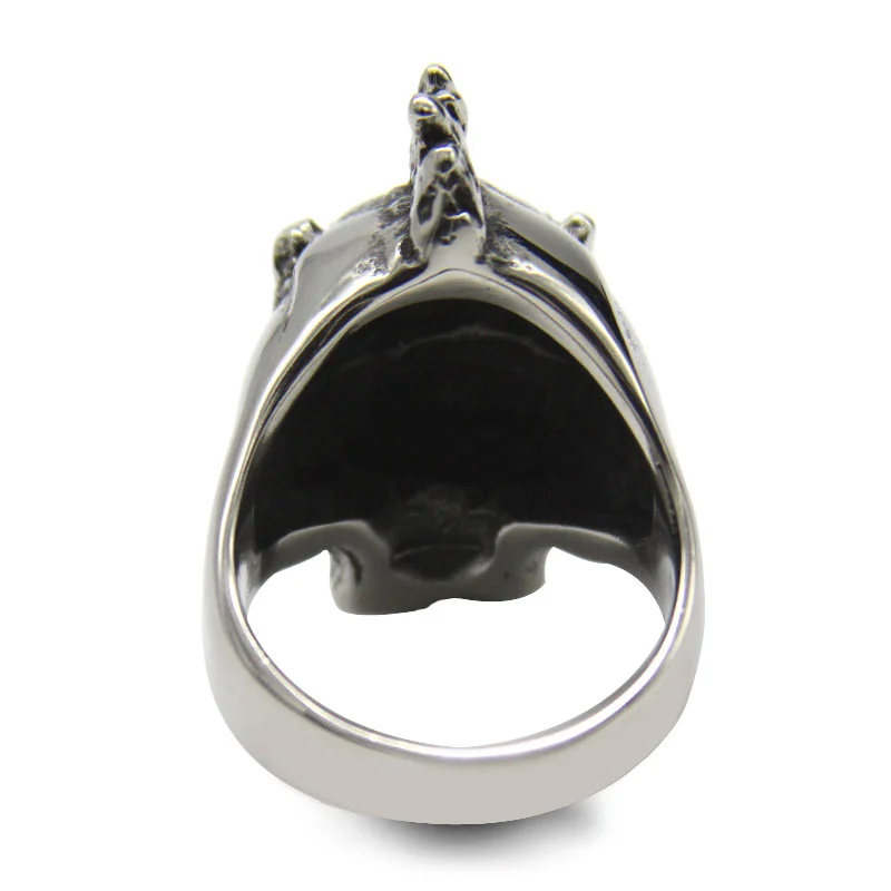 Anillo Hombre Acero Plateado Calavera Vampiro Cresta Punk