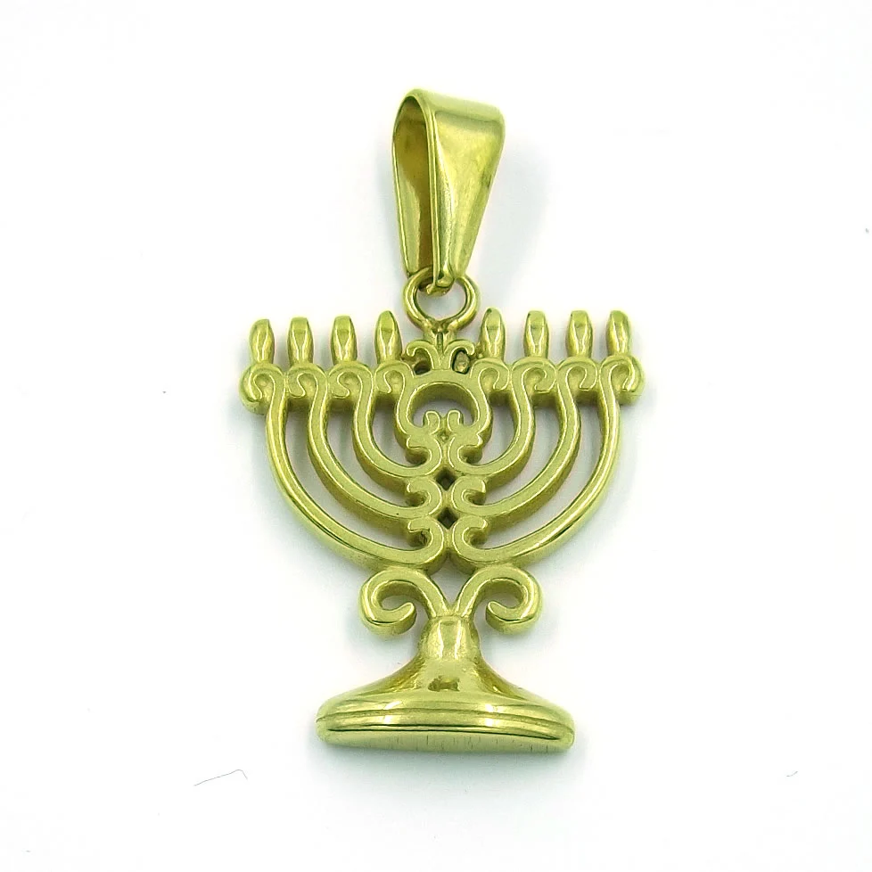 Dije Acero Inoxidable Dorado Menorah Original Judío
