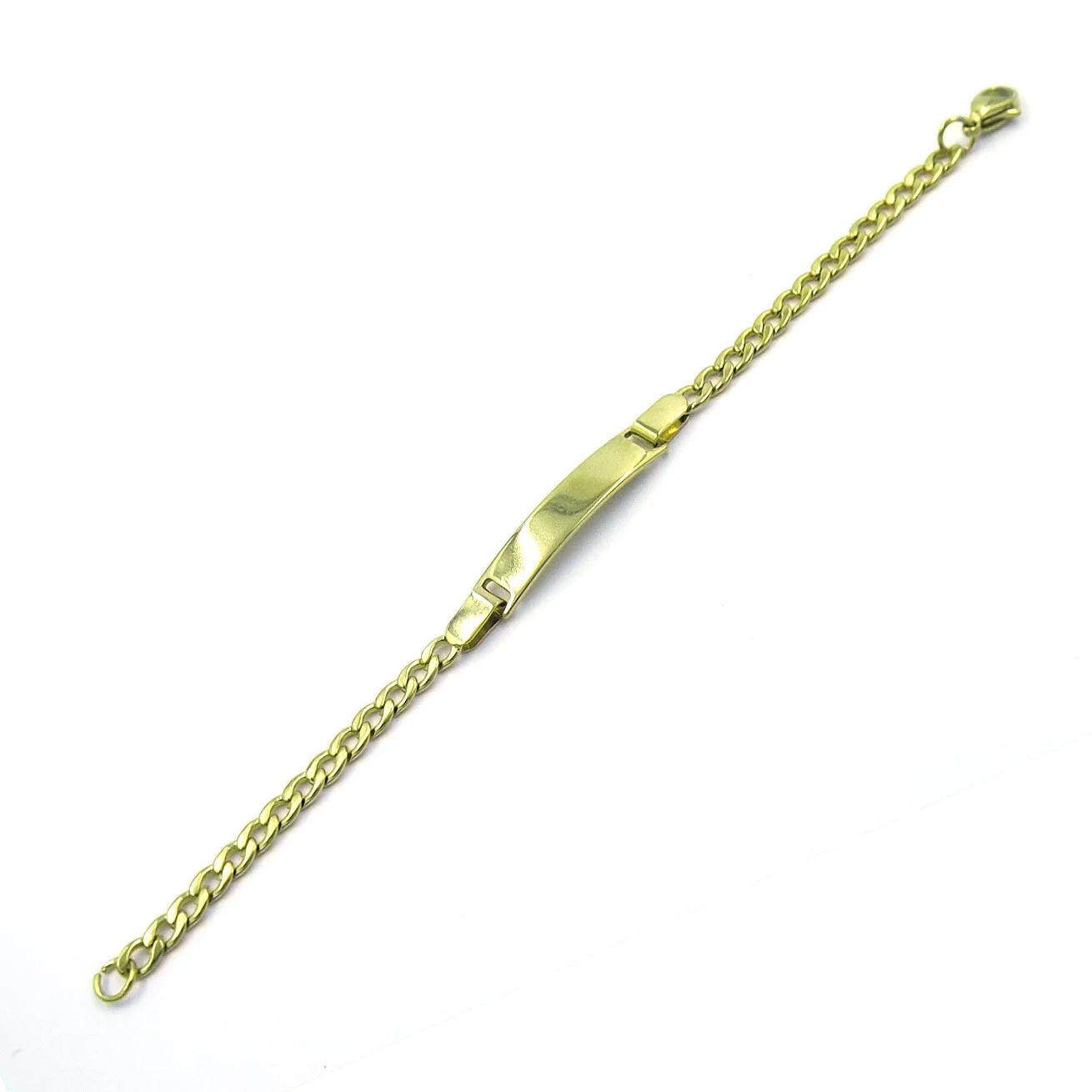 Pulsera Esclava Acero Dorado p/ Niño Placa Clasica