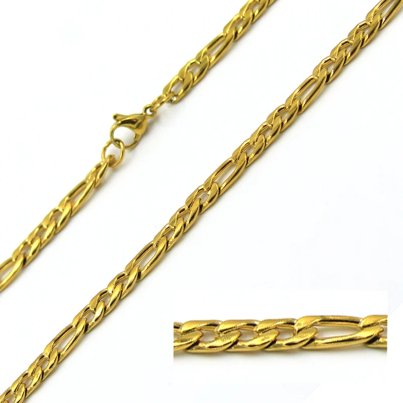Cadena Acero Dorado Eslabon 3x1 Mediana lujo