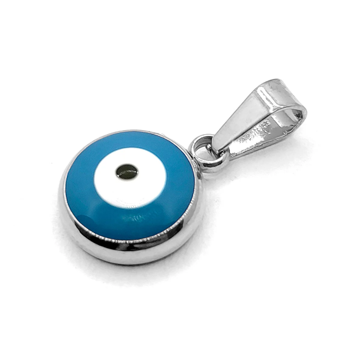 Dije Acero Inox Plateado Ojo Turco Nazar Azul Protección