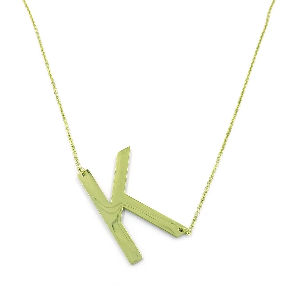 Collar Acero Inoxidable Dorado Letra K Gigante