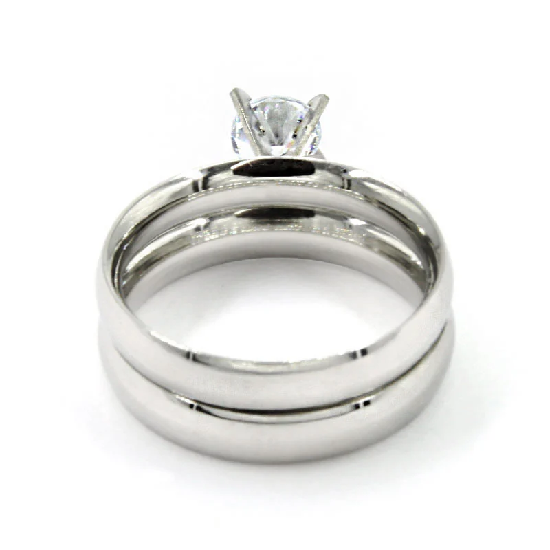 Anillos Acero Inox Tipo Argolla y Compromiso Duo Classic