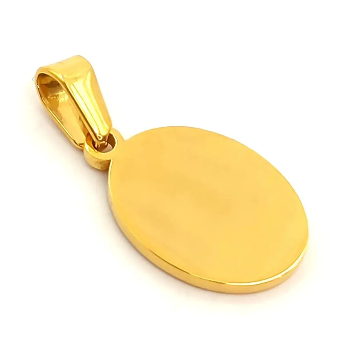 Dije Acero Dorado Virgen de Guadalupe Medalla Oval Chica
