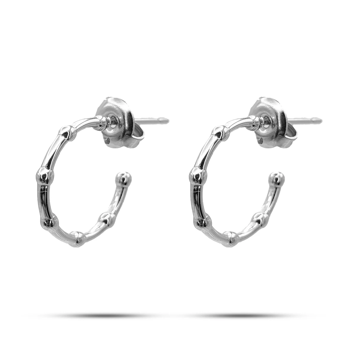 Aretes Acero Plateado Arracada Pequeña con Balines 15 mm