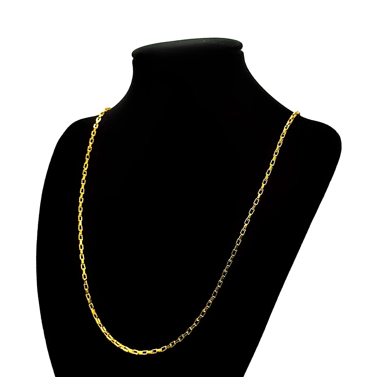 Cadena Acero Dorado Eslabon Diseño Rectangular Moderno