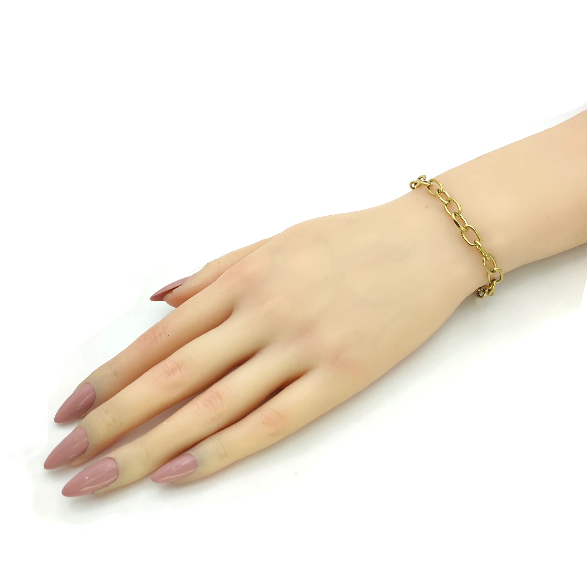 Pulsera Acero Dorado Eslabón Oval Sencilla Casual
