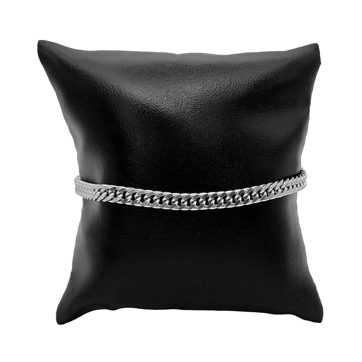 Pulsera Acero Plateado Esclava Cubana Continua 5 mm