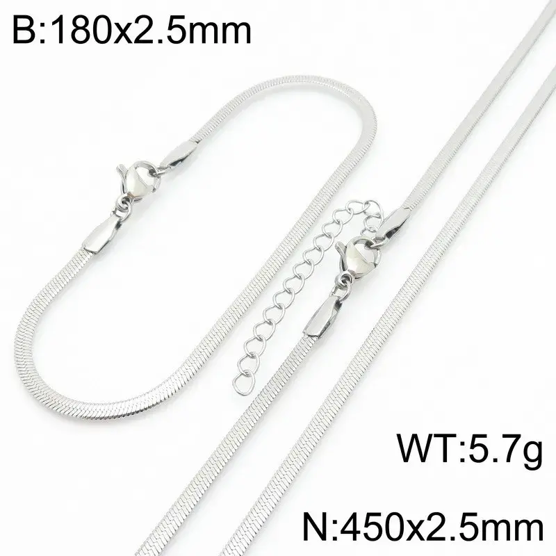 Set Joyeria Acero Plateado Planchada Panza de Vibora