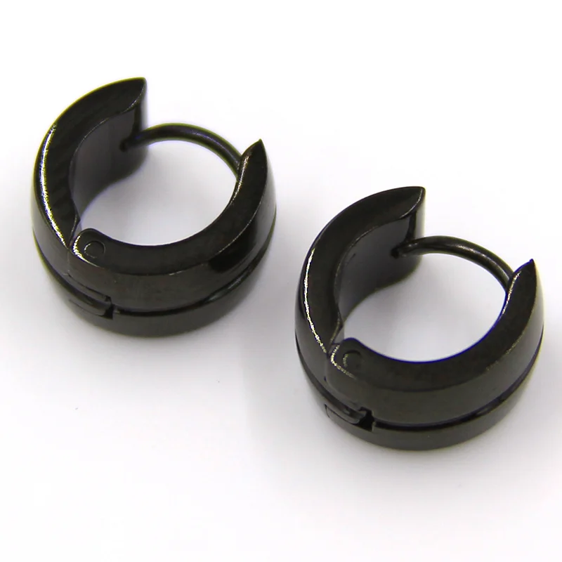 Aretes tipo Arracadas Acero Negro Dos Lineas