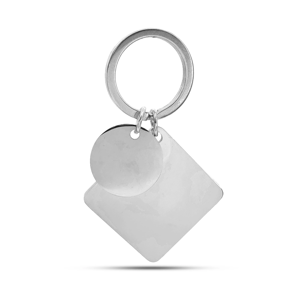Llavero Acero Cuadrado 30 mm con Circulo Para Grabado