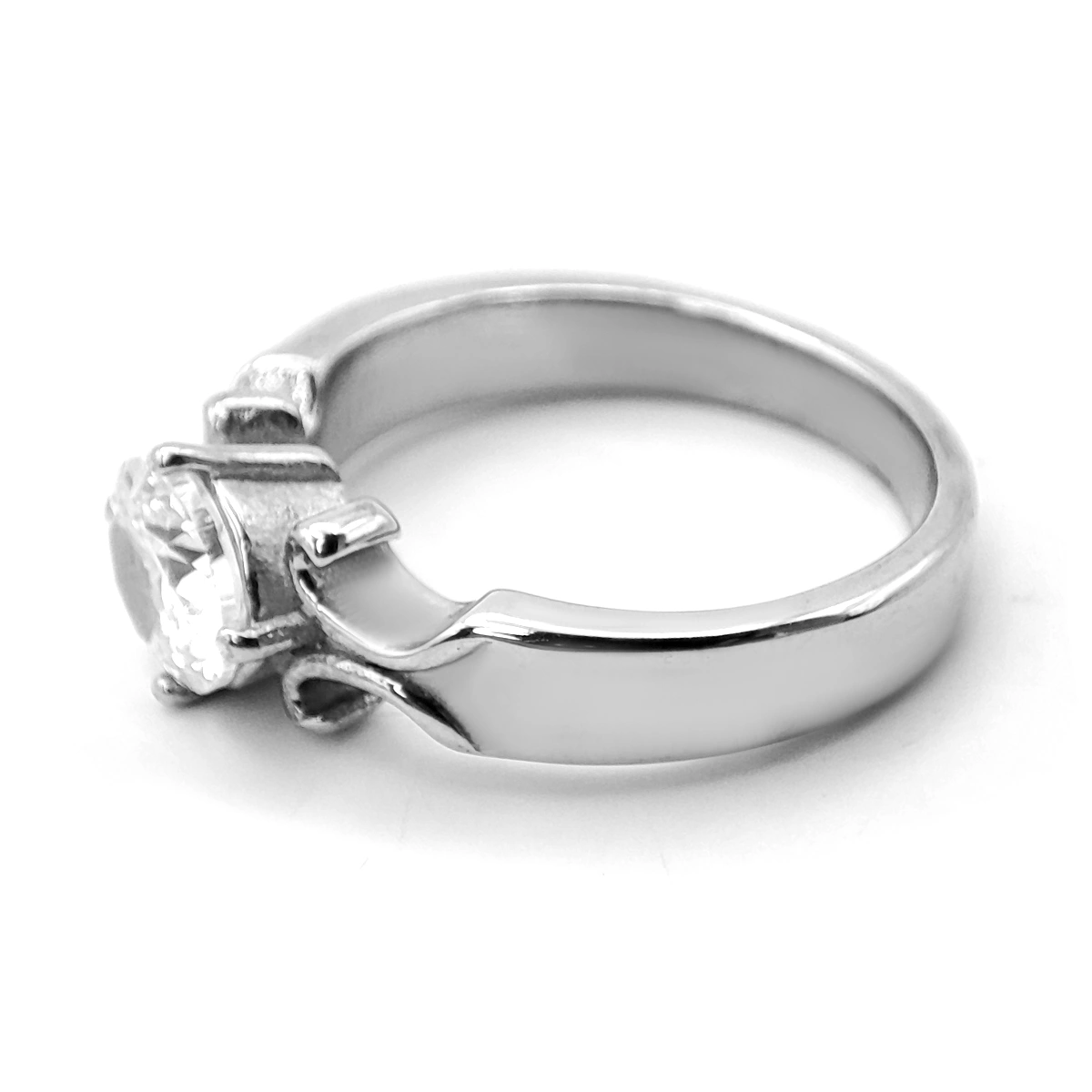 Anillo Acero Plateado Zirconia Enmarcada Compromiso Promesa