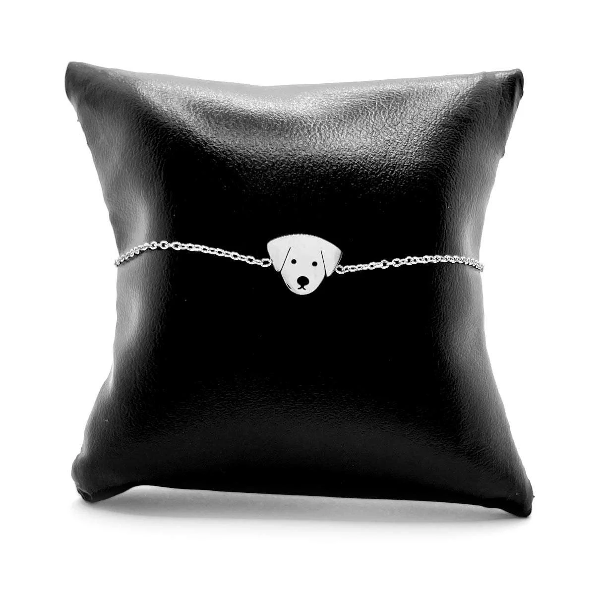 Pulsera Acero Plata De Mujer Silueta Cabeza Perrito Lindo