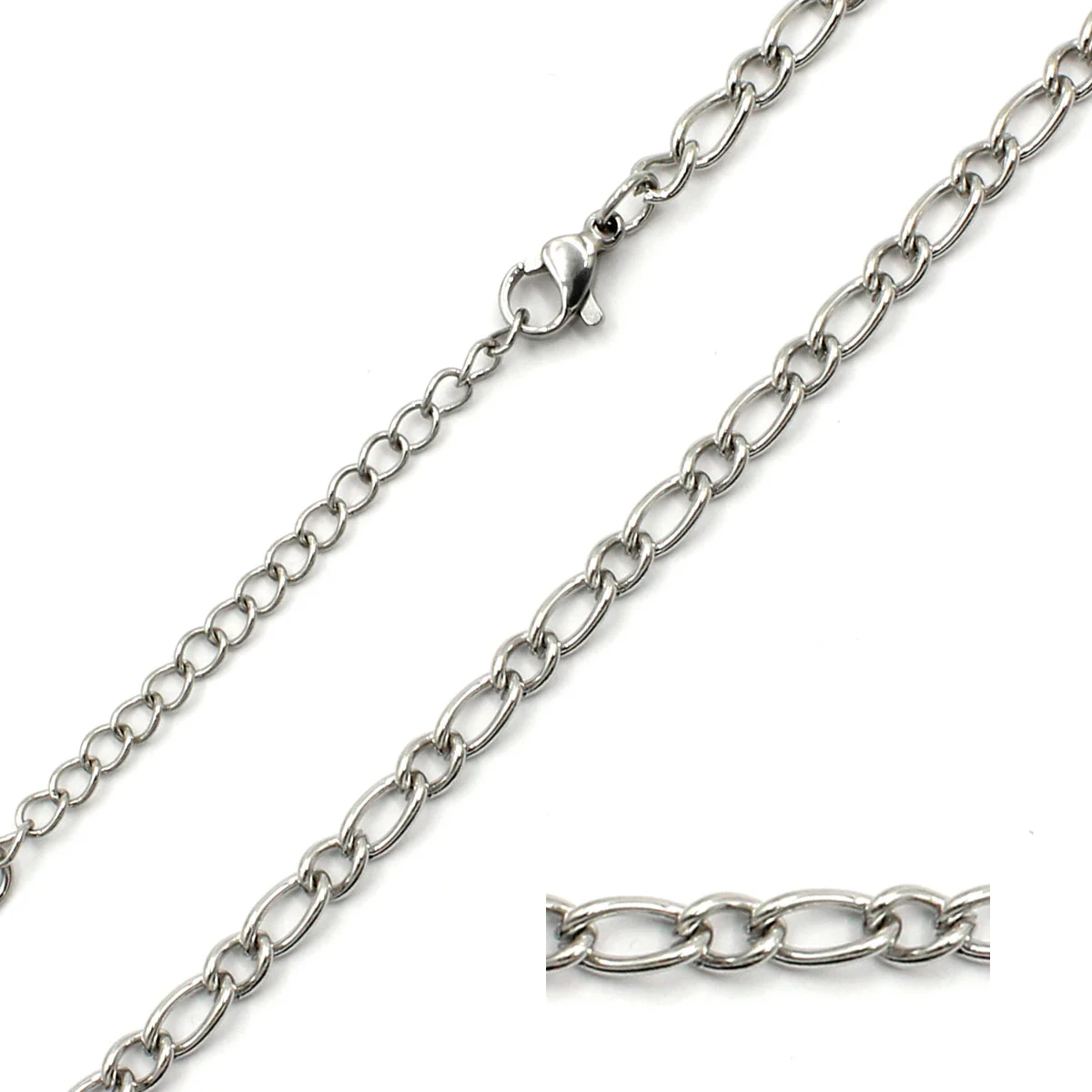 Cadena Acero Plateado Estilo Choker Eslabon Ovalado
