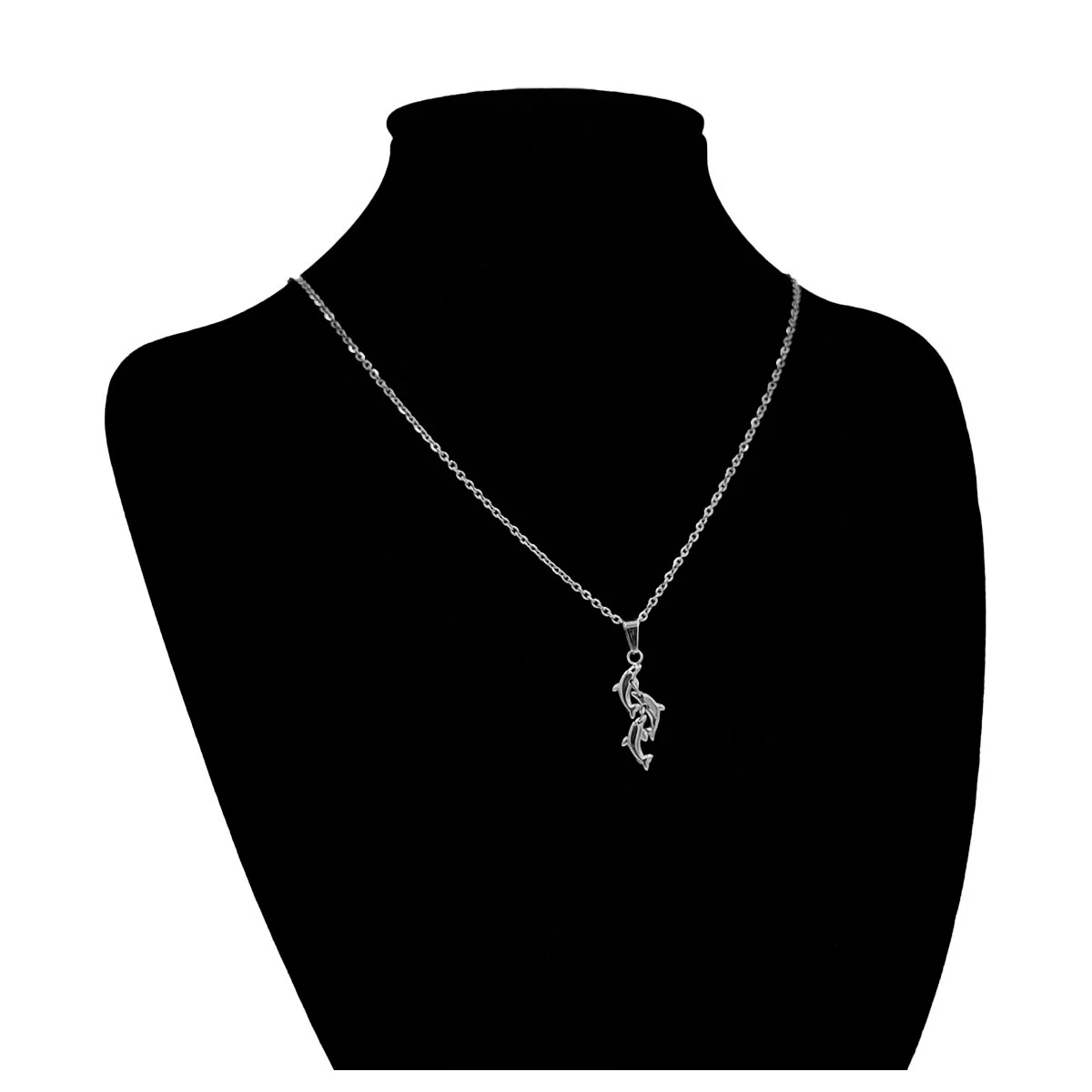 Collar Acero Plateado Tres Delfines Sabiduría Bondad Mar
