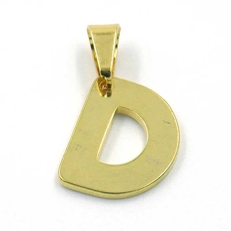 Dije de Acero Dorado Letra D Pequeña Alfabeto