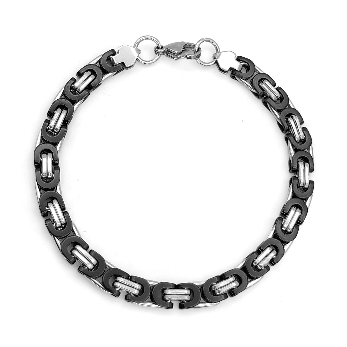 Pulsera Acero Inox Esclava Eslabon Bizantino Semicirculo