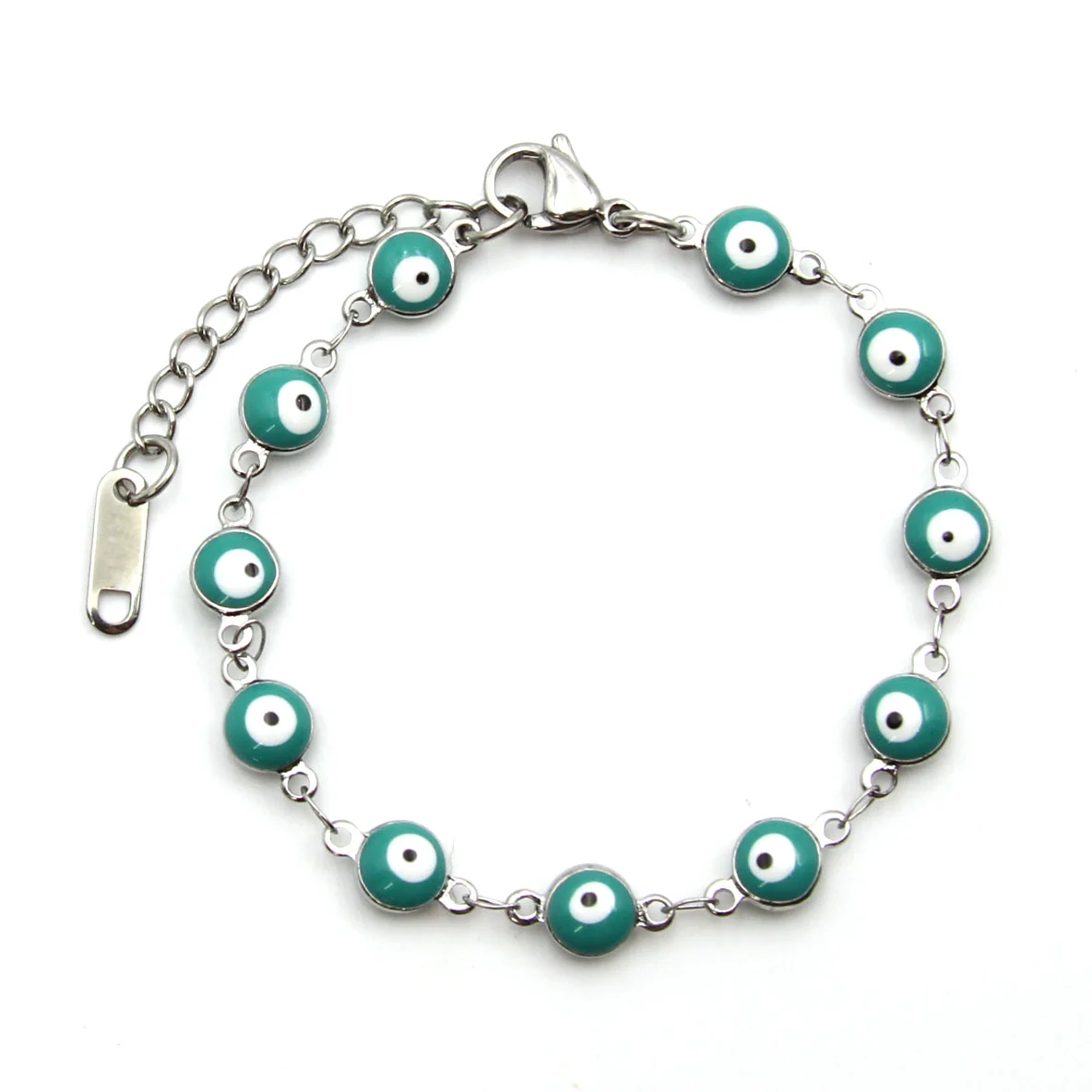 Pulsera Acero Plateado Ojo Turco Nazar 6 mm Azul Pureza