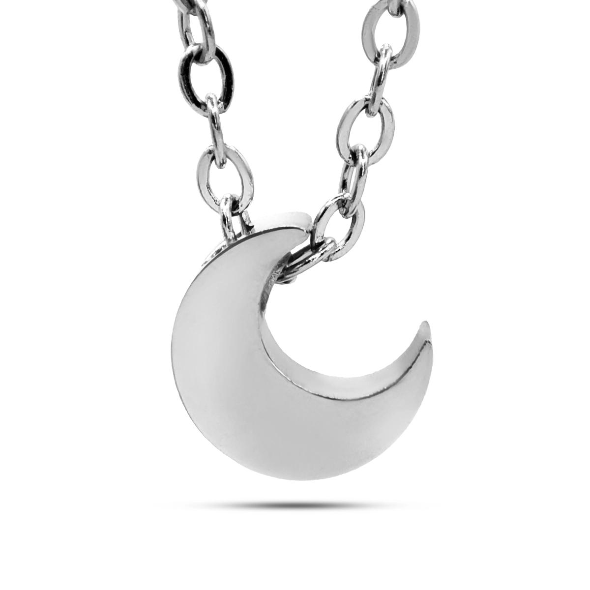 Collar Acero Inox Mini Luna Creciente Lisa 8 mm
