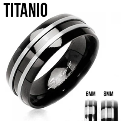 Anillo de Titanio Negro Diseño Argolla Doble Banda
