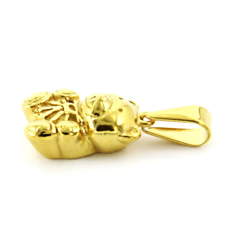 Dije Acero Inoxidable Dorado Osito Oso Infantil Lindo