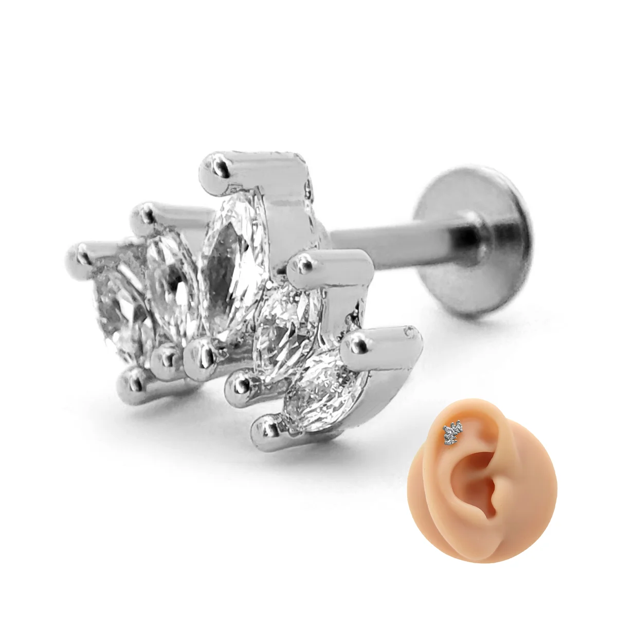 Piercing de Oreja Acero Trepador Cinco Hojas Marquesa