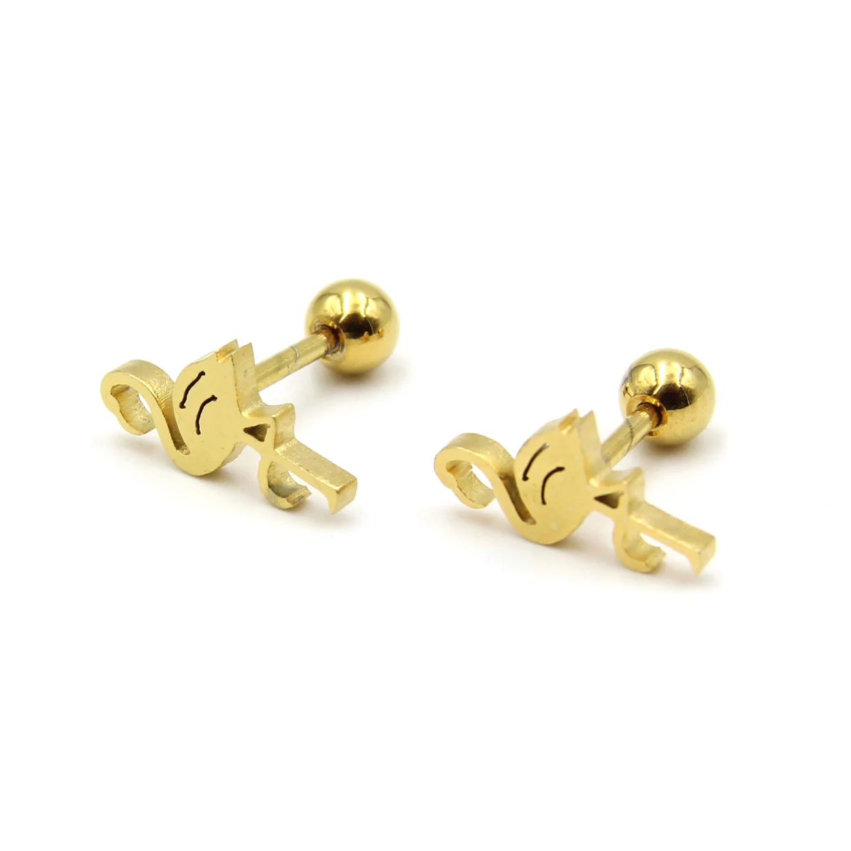 Aretes Acero Dorado Broquel Dormilon Flamenco Minimalist