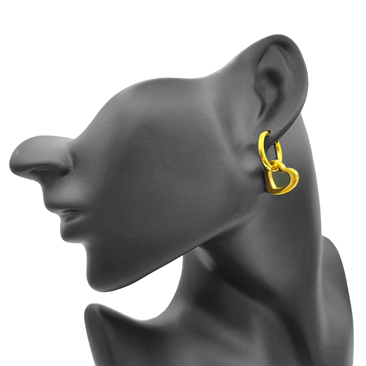 Aretes Acero Dorado Huggies Colgante Silueta Corazon