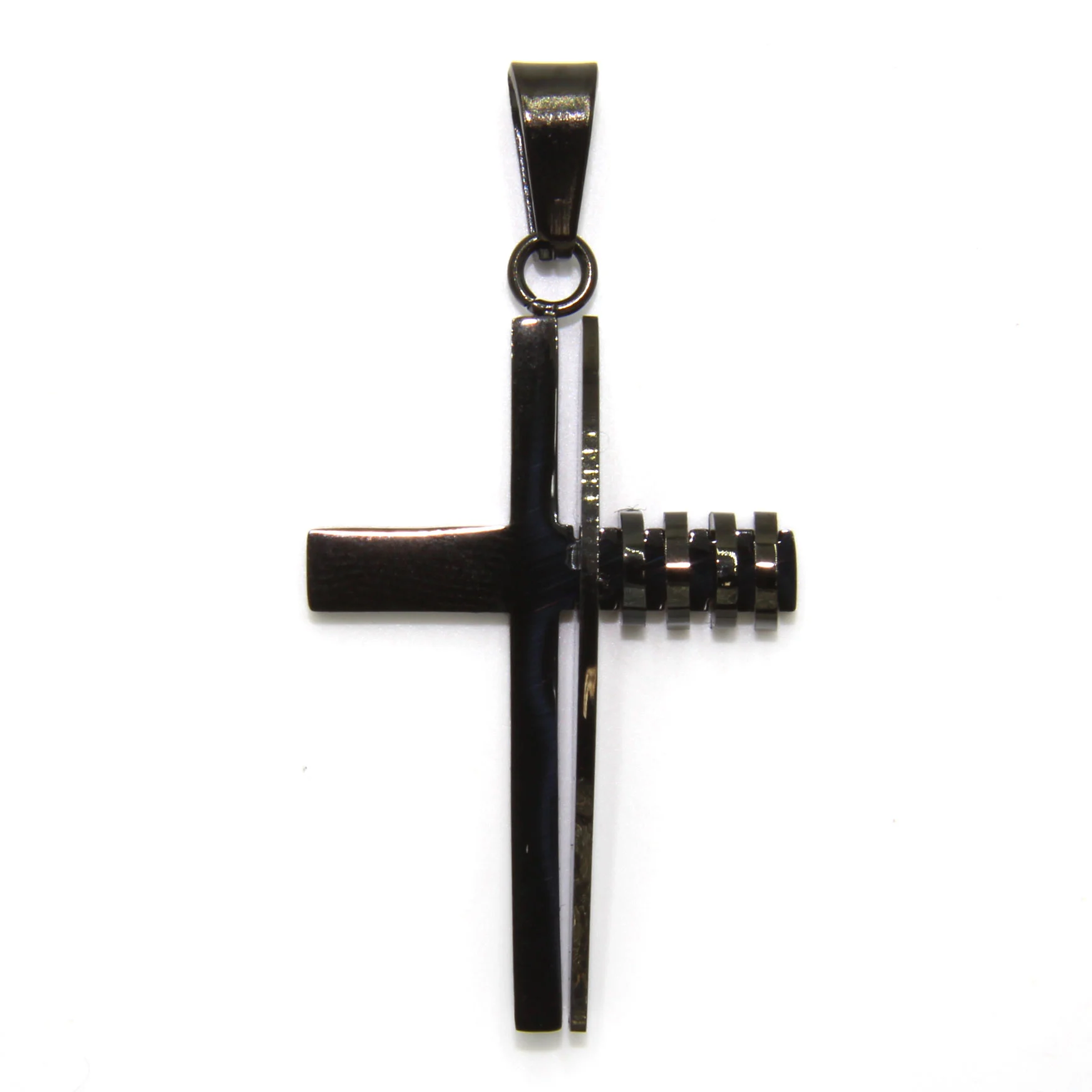 Dije Acero Negro Cruz Transparencia Central Argollas
