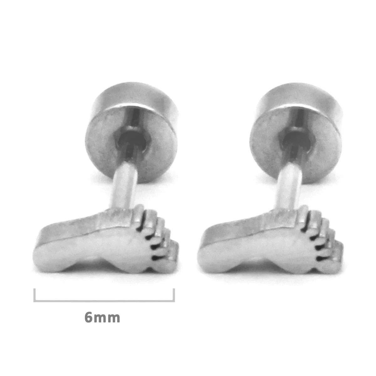 Aretes Tipo Broquel Dormilon Acero Plateado Huella Pie