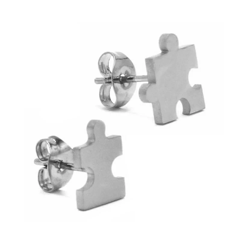 Set Joyeria Acero Inoxidable Plateado Rompecabezas Puzzle