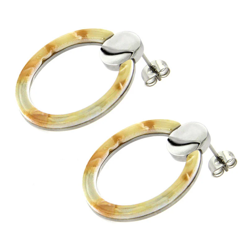 Aretes Acero Inox Plateado Bohemios Vintage Retro Resina