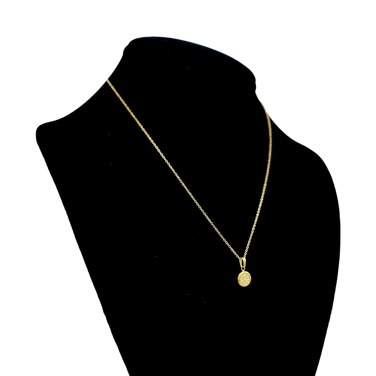 Collar Acero Dorado Mini Circulo Cristales Elegante