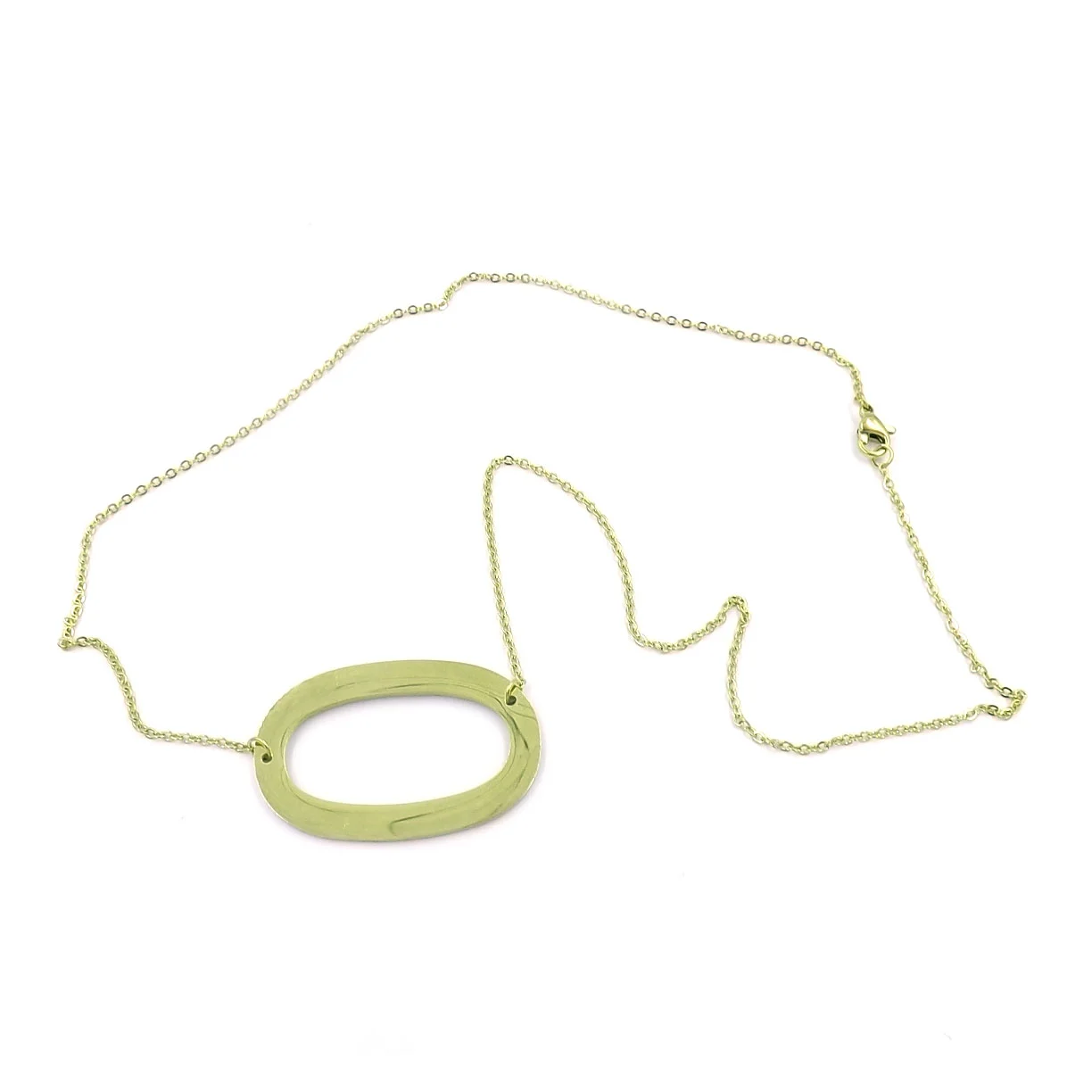 Collar Acero Inoxidable Dorado Letra O Gigante