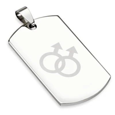 Dije de Acero Inoxidable Diseño Placa Doble Simbolo Marte Gay