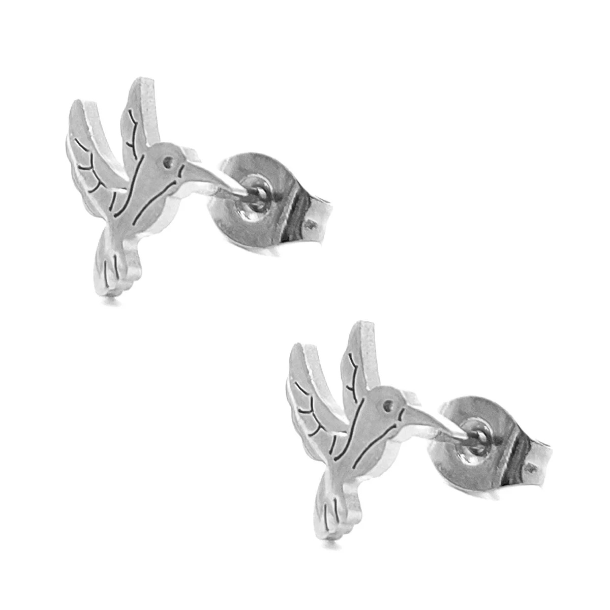 Set Joyeria Acero Inox Plateado Hermoso Colibri 16 mm