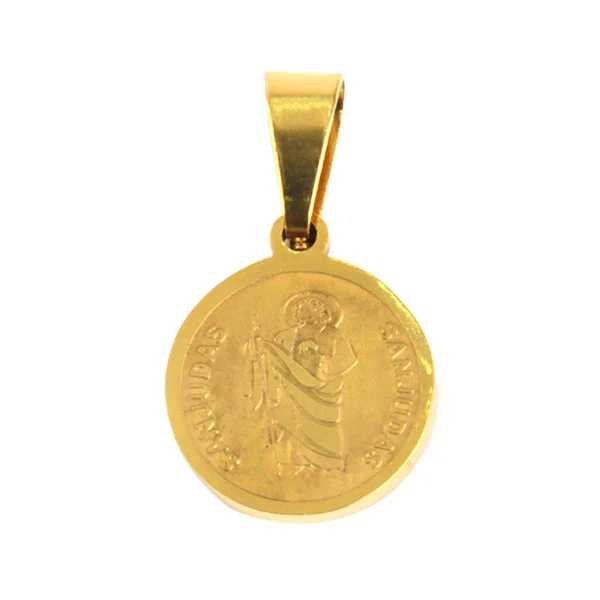 Dije Acero Inox Dorado Medalla San Judas Tadeo 12Mm