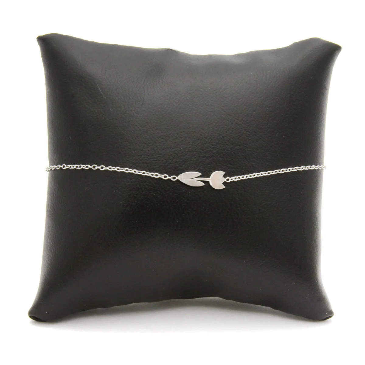 Pulsera Acero Inoxidable Plateado Flor Tulipan Bondad