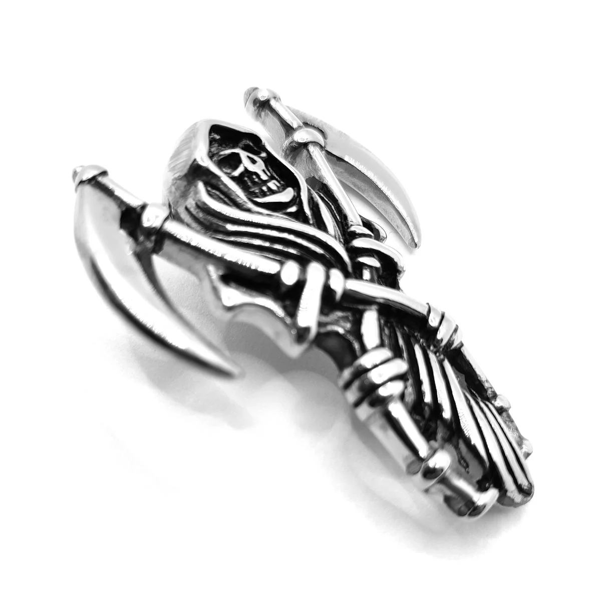 Dije Acero Plateado Fantasma Santa Muerte Religión Culto