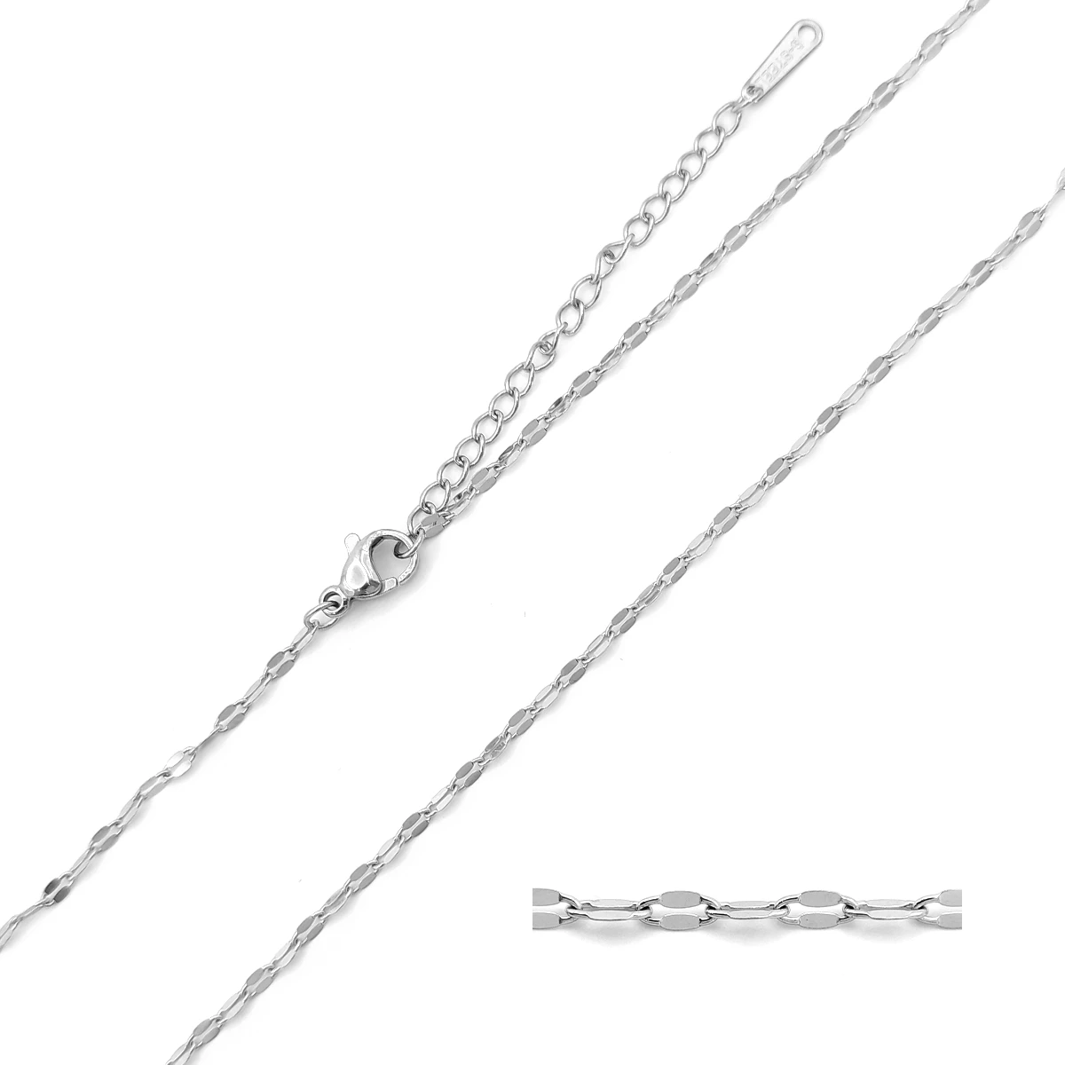 Cadena Acero Petatillo Delgada Elegante Sofisticada 2 mm