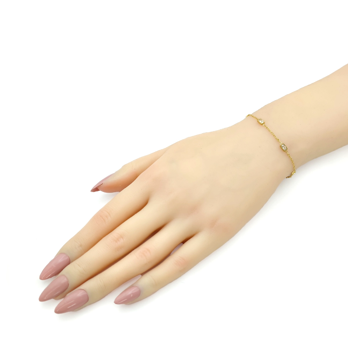 Pulsera Acero Dorado Zirconias Rectangulares Claras