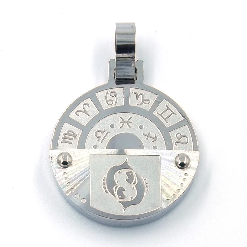 Dije de Acero Inoxidable Medalla Zodiaco Pisis