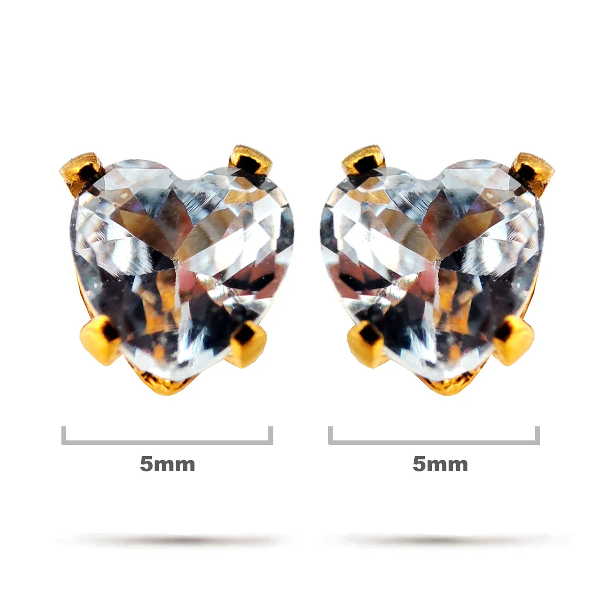 Aretes Acero Inox Dorado Tipo Broquel Corazon Cristal
