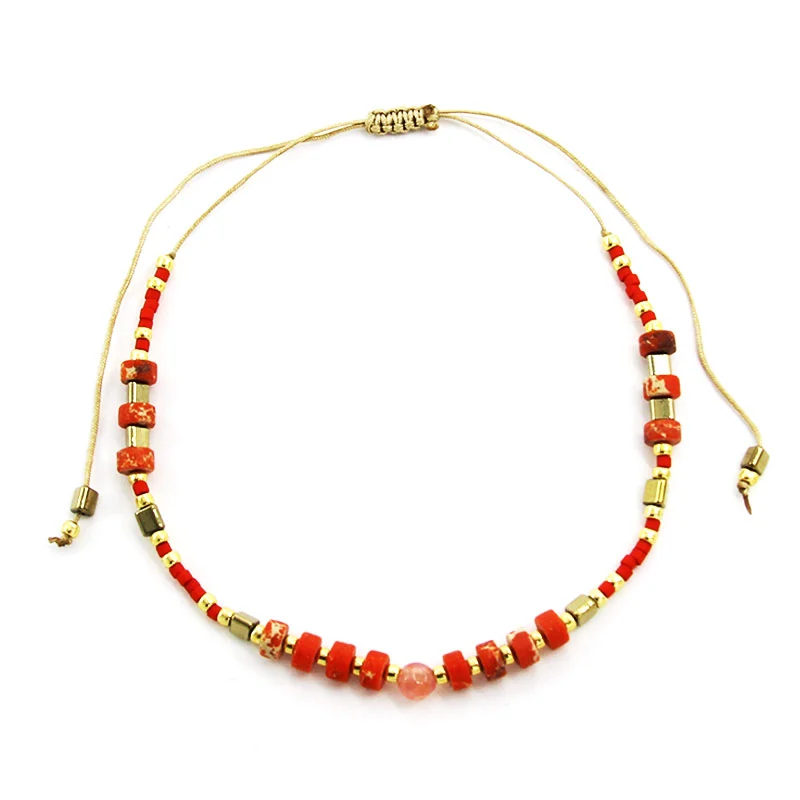 Juego Pulsera 3 Pzas Salmon Azul Cristales Piedra Perla
