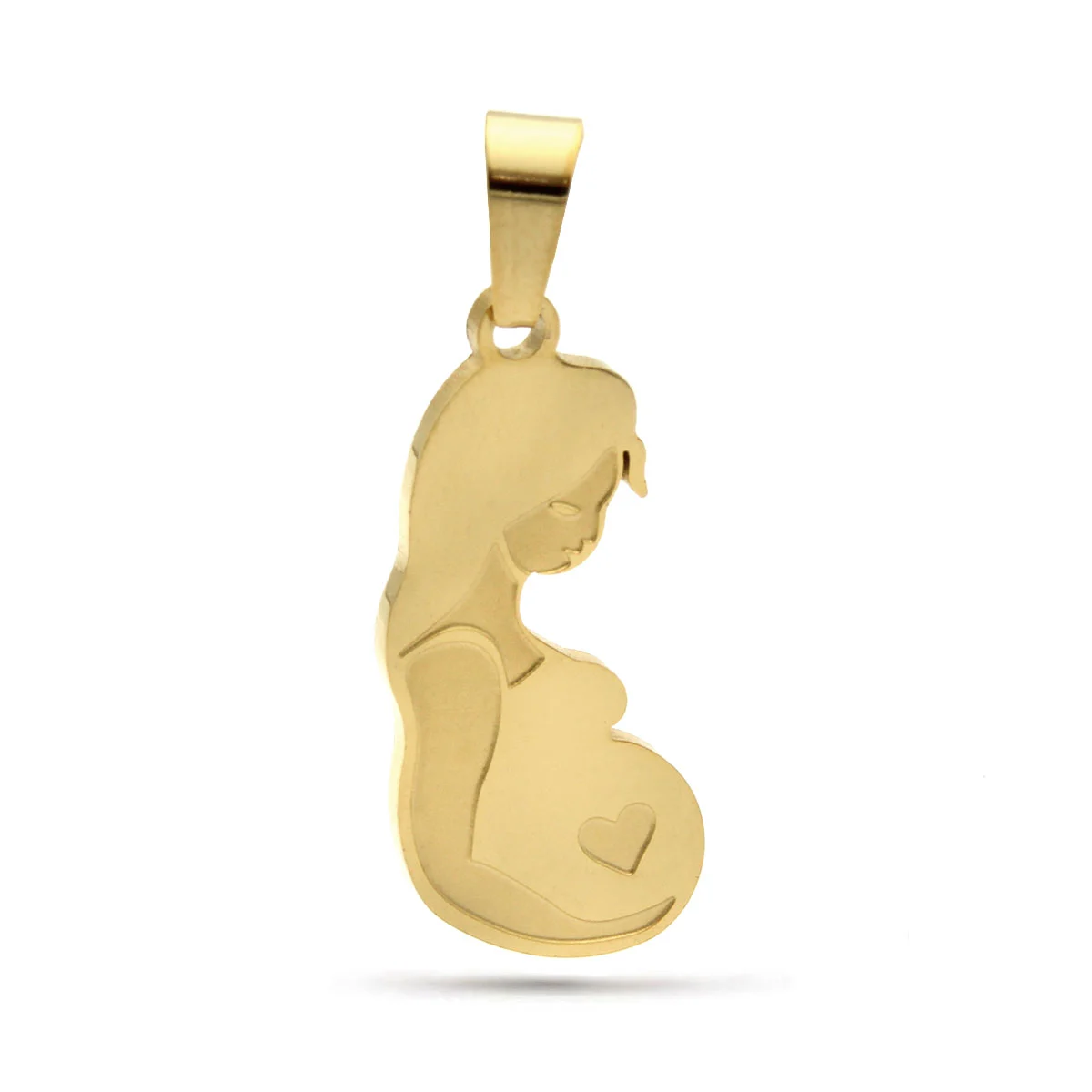 Dije Acero Inoxidable Dorado Mujer Embarazada Corazon
