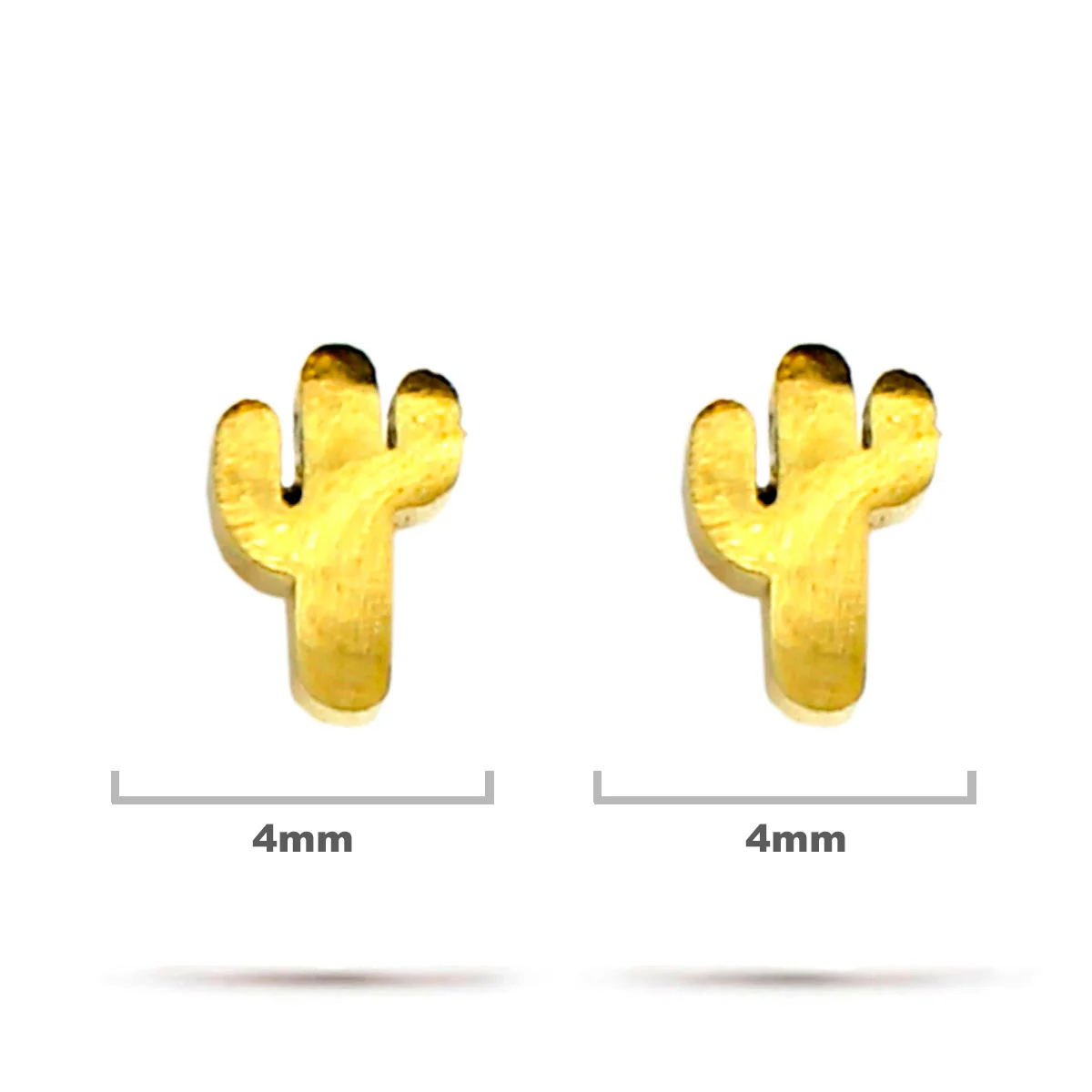 Aretes Acero Inox Dorado Tipo Broquel Cactus Sahuaro