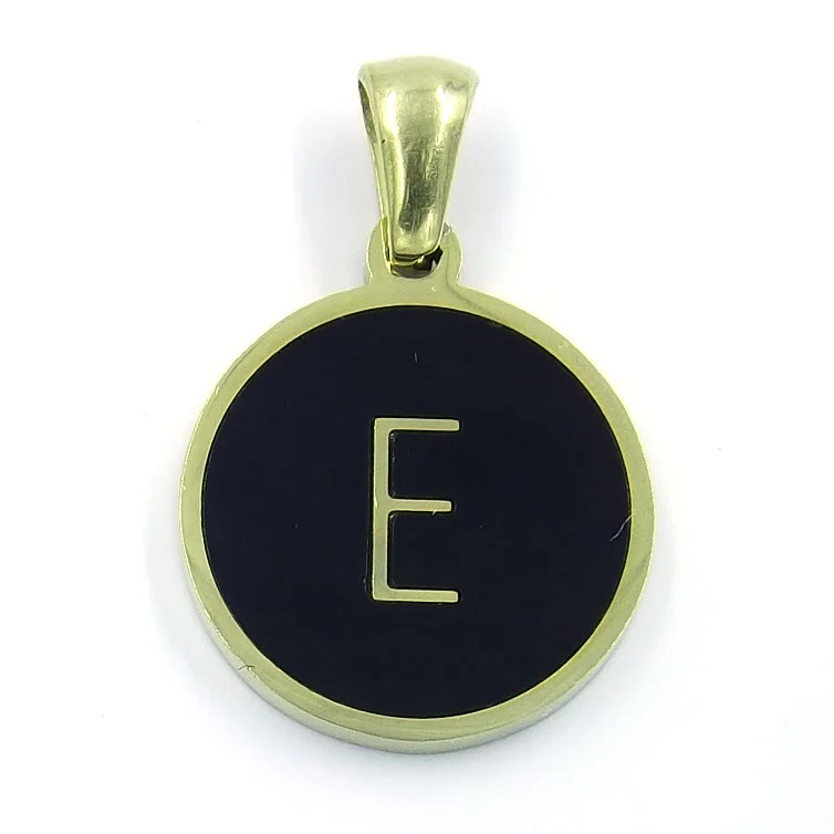 Dije Acero Dorado Botón Maquina Escribir Letra E