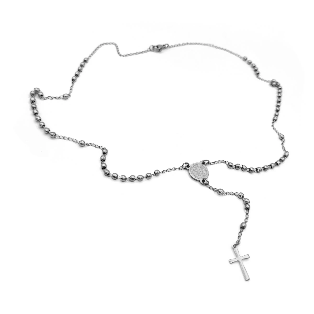 Rosario Acero Medalla de San Benito Abad Balin 3 mm