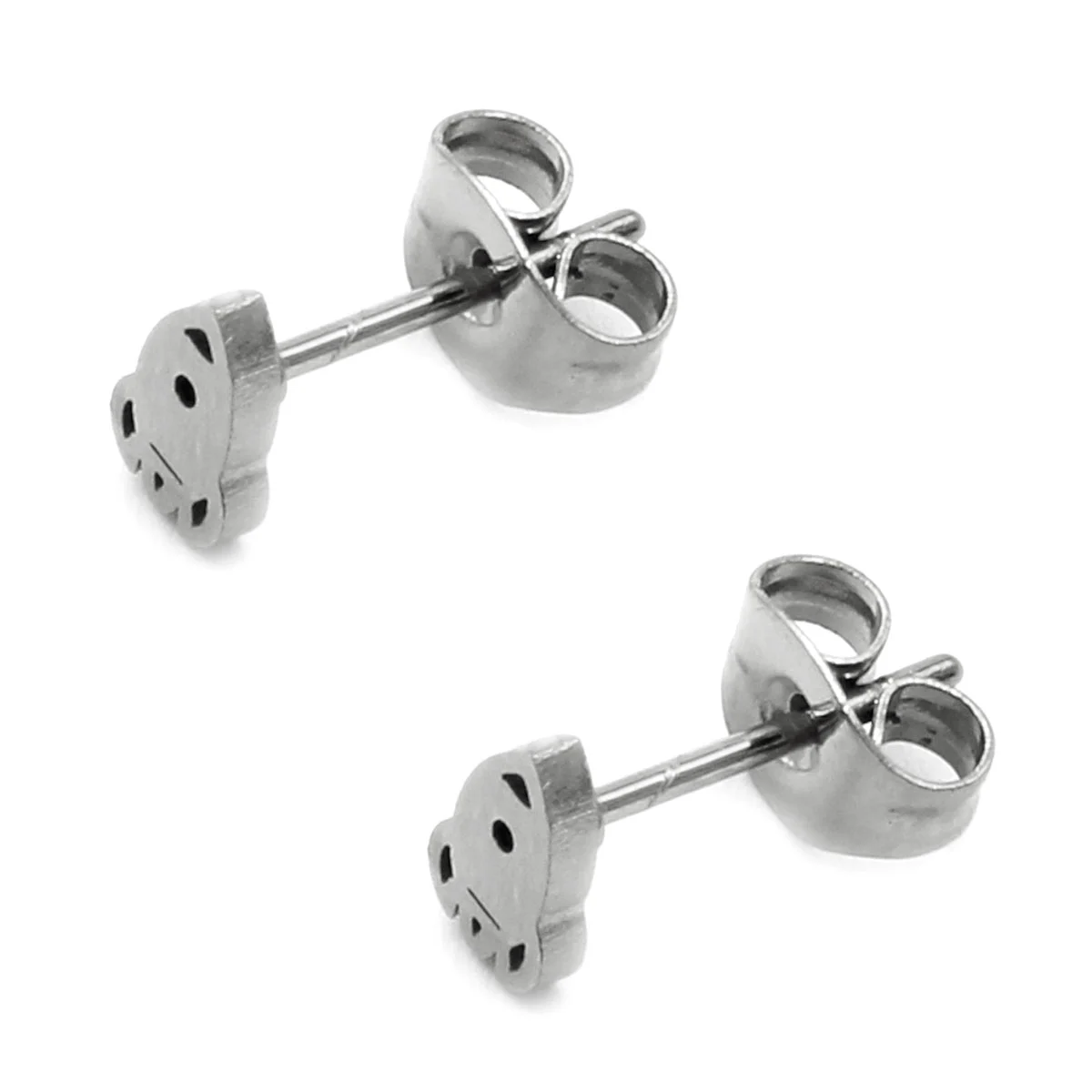 Aretes Acero Inox Plateado Tipo Broquel Cohete Espacial
