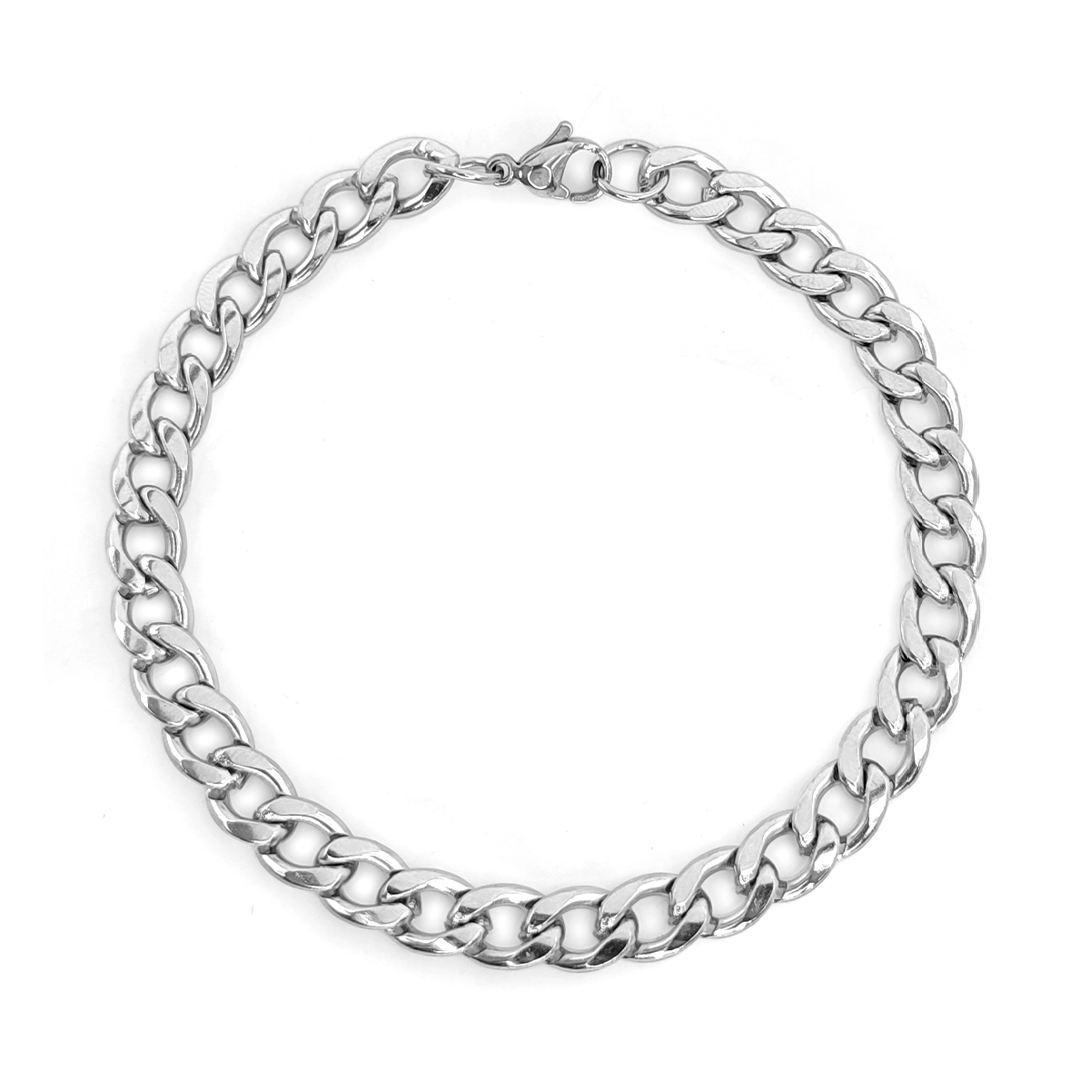 Pulsera Acero Plateado Esclava Sencilla Cubana 7 mm